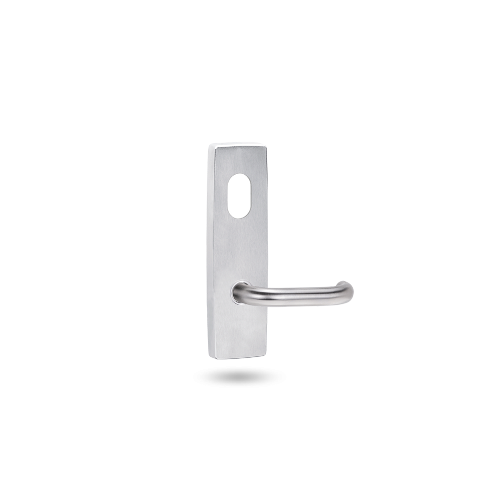 EXT SQ END PLATE - CYLINDER AND LEVER 70 SATIN CHROME