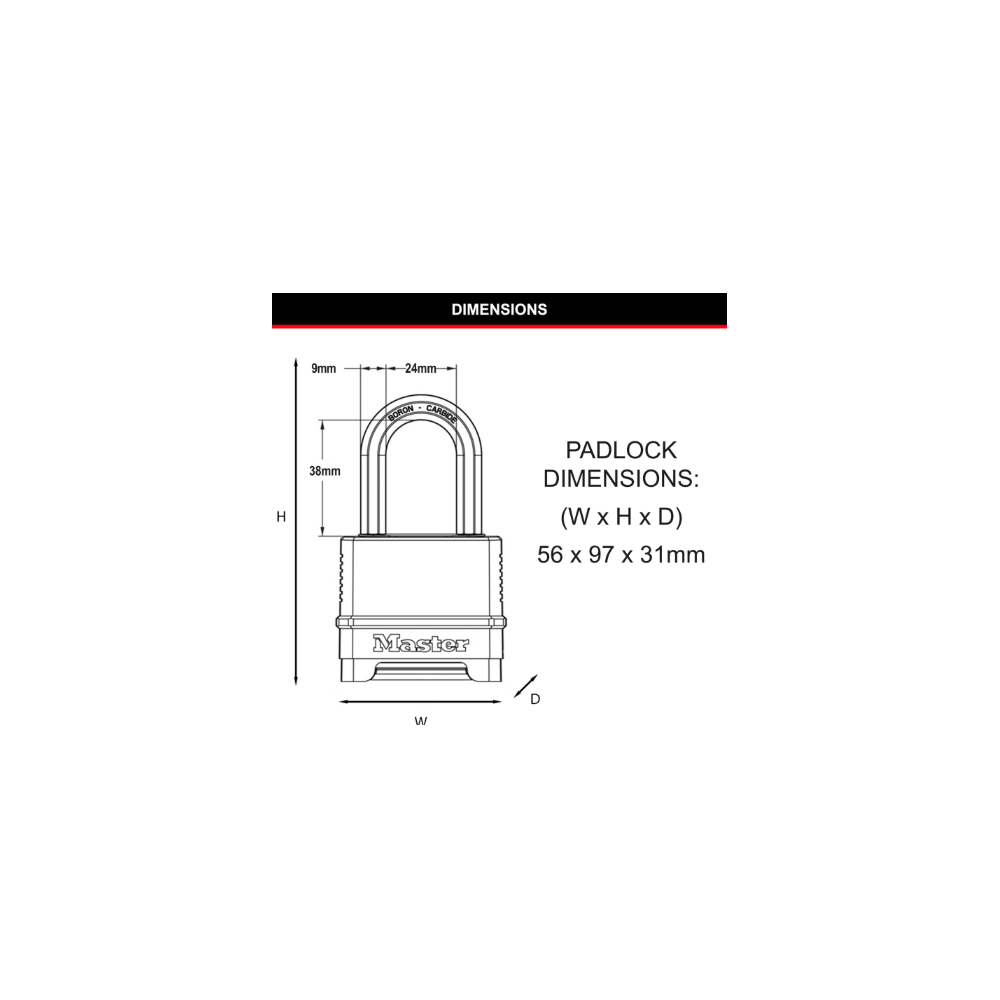 38MM SHACKLE - EXCELL COMBINATION LOCK - Locksmithing : King & Henry