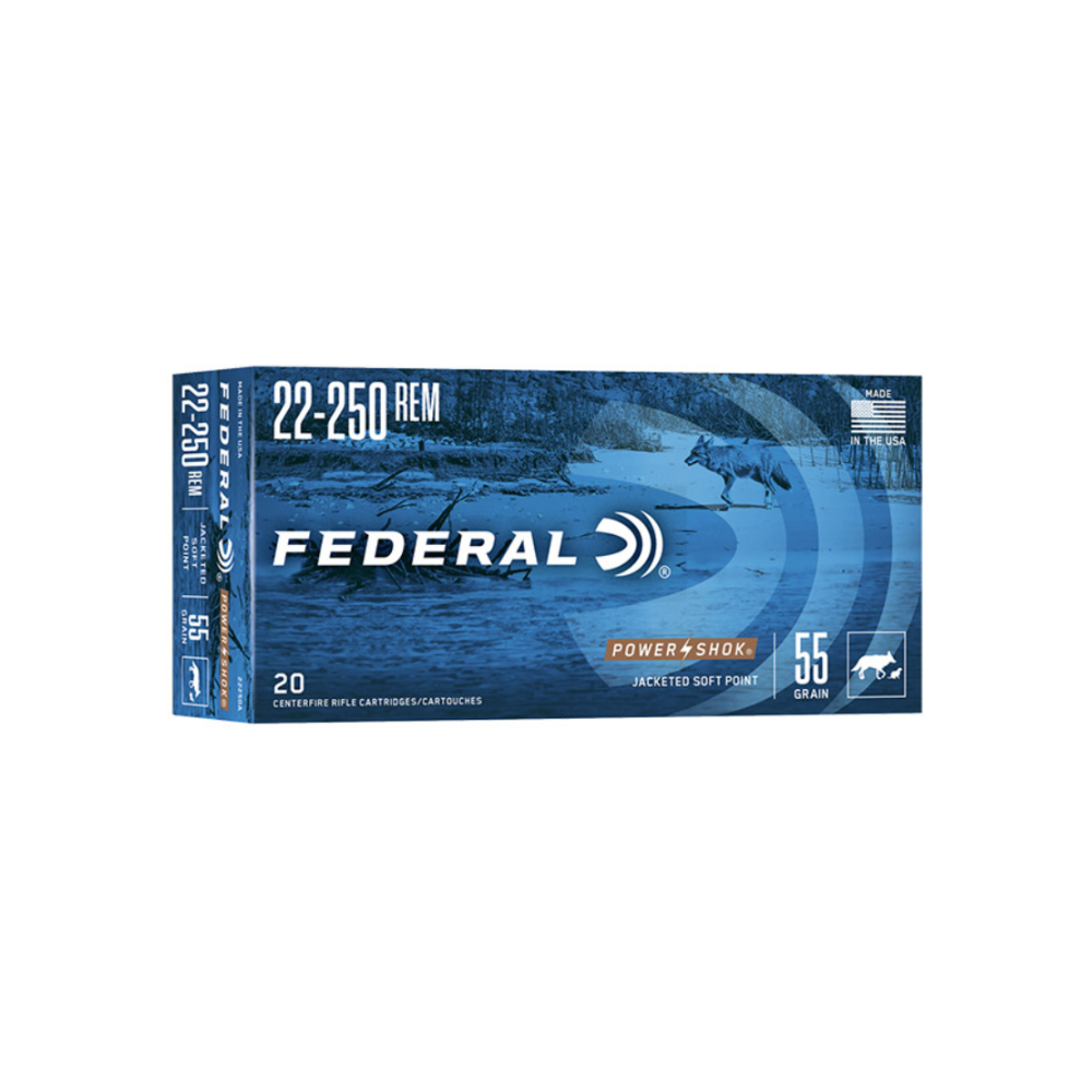 FEDERAL 22-250REM 55GR SP POWER SHOK