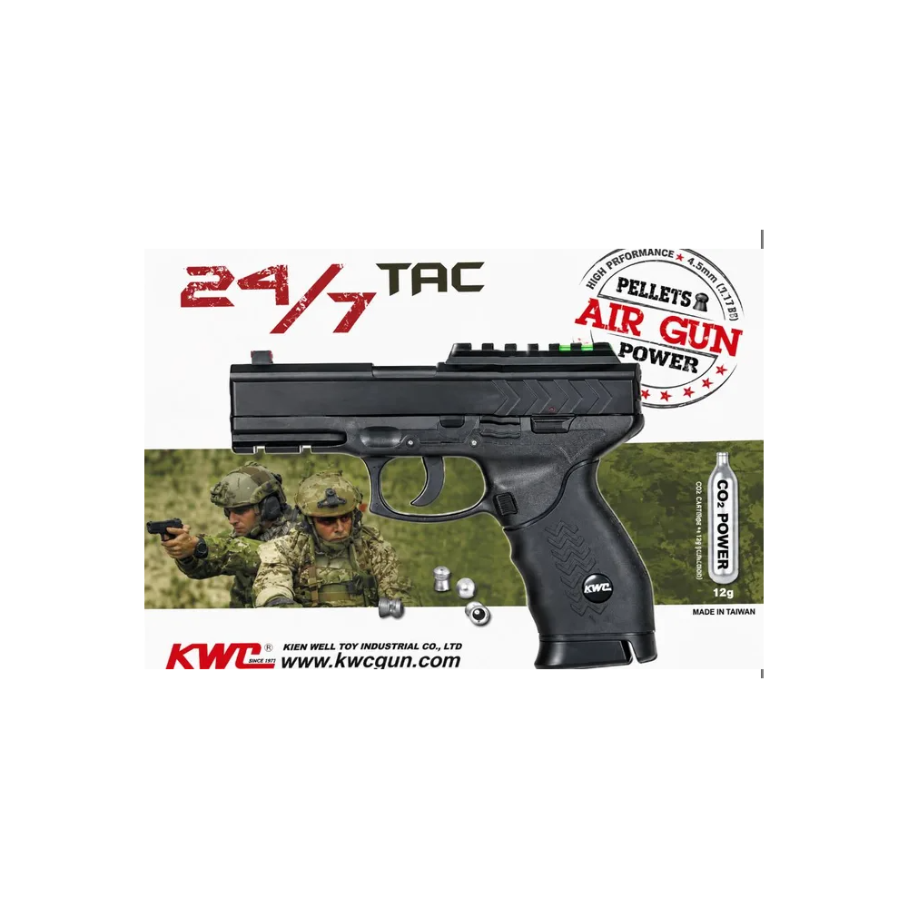 .177 PELLET - KWC M46 24/7 CO2 SOFT AIR PISTOL BLACK WITH METAL SLIDE 360FPS